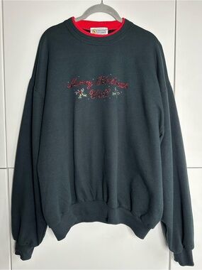 Christine Alexander Christmas Studded Novelty Sweatshirt Unique Black Large